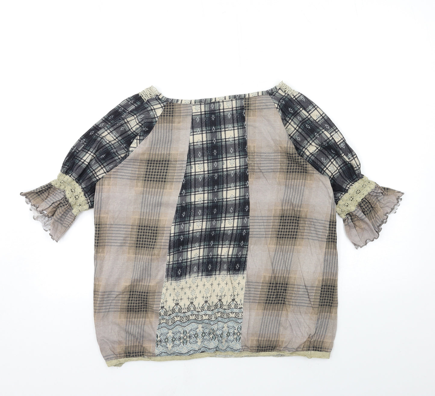 NEXT Womens Brown Check  Basic Blouse Size 10