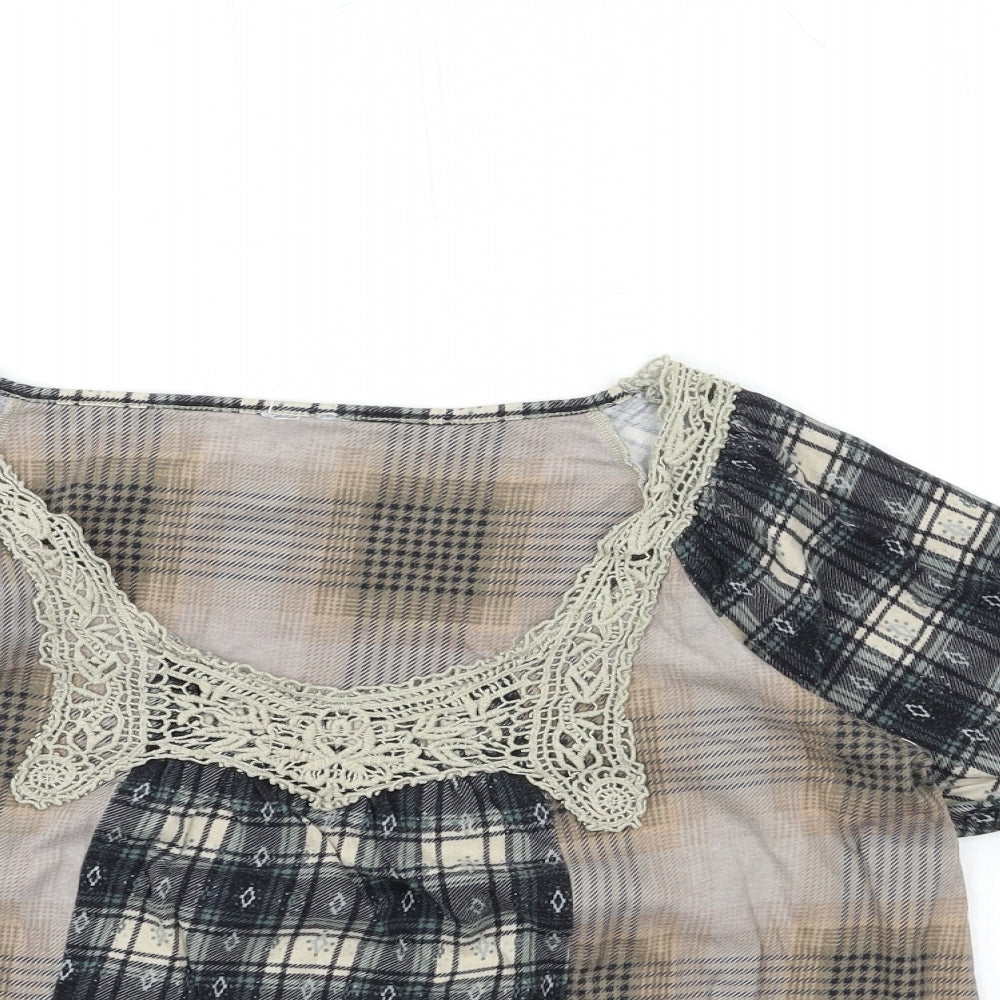 NEXT Womens Brown Check  Basic Blouse Size 10