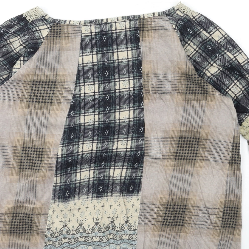 NEXT Womens Brown Check  Basic Blouse Size 10