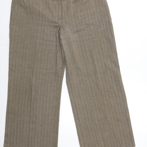 Marks and Spencer Womens Brown Striped  Trousers  Size 16 L28 in