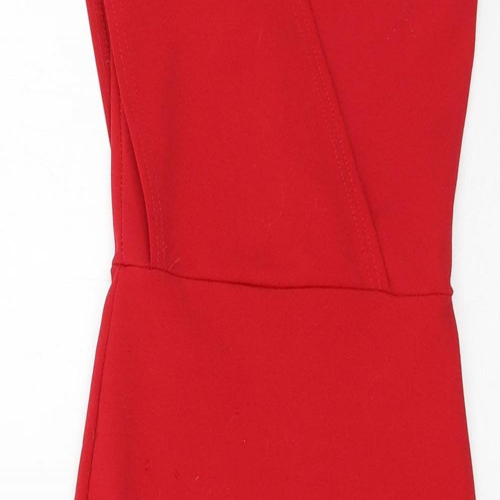 PRETTYLITTLETHING Womens Red   Pinafore/Dungaree Dress  Size 4