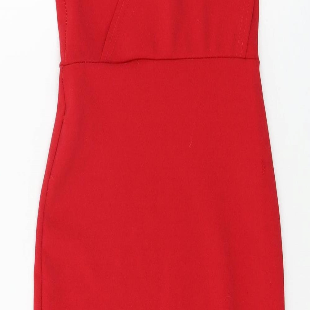 PRETTYLITTLETHING Womens Red   Pinafore/Dungaree Dress  Size 4