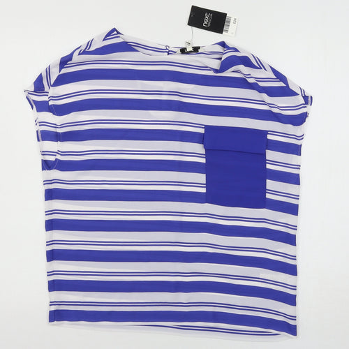NEXT Womens Blue Striped  Basic Blouse Size 8