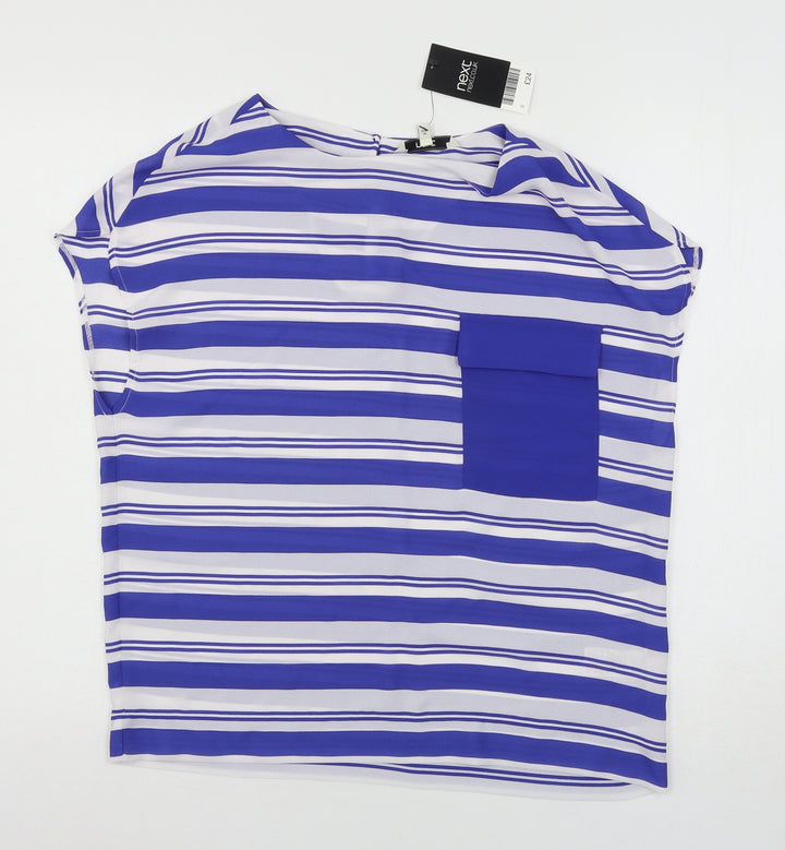 NEXT Womens Blue Striped  Basic Blouse Size 8