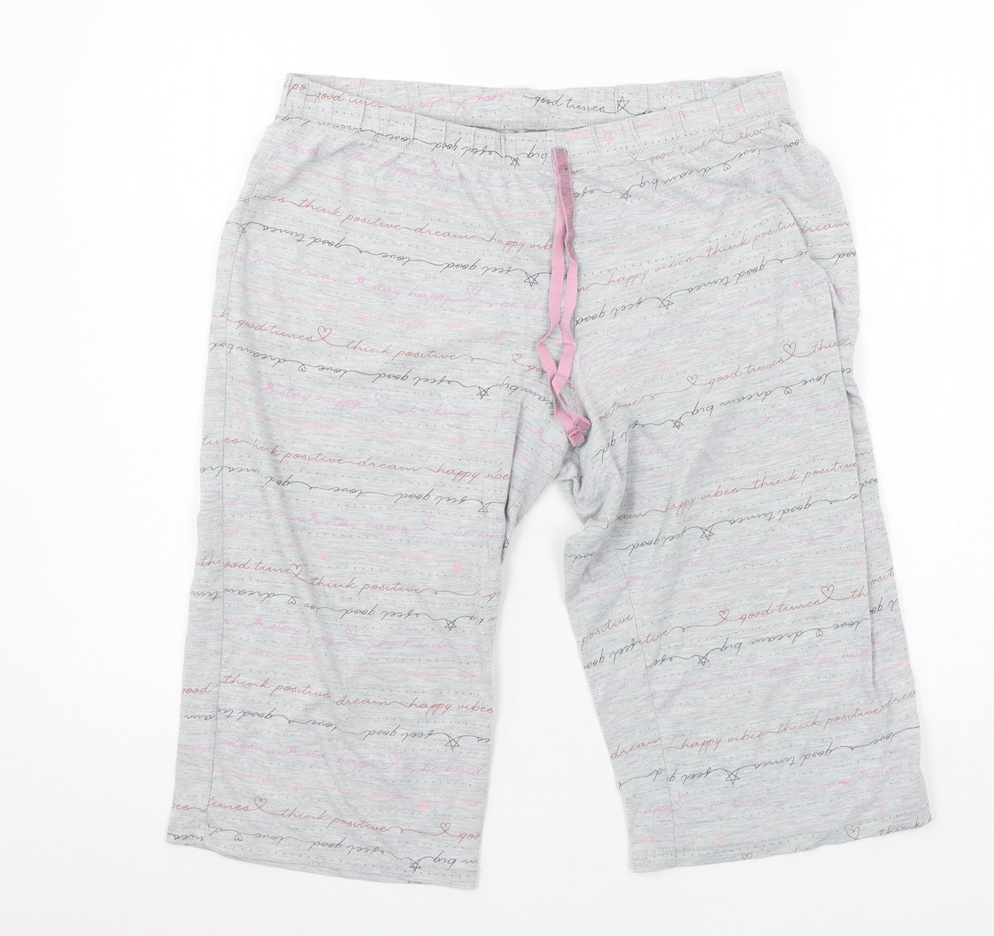 George Womens Grey Geometric Jersey Capri Pyjama Pants Size 12  - Think positive