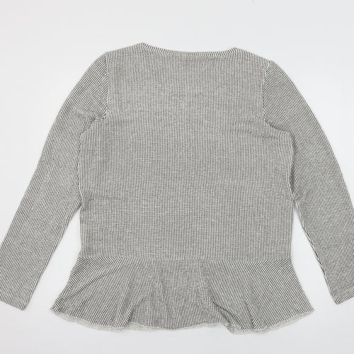 Betty & Co Womens Grey Striped Jersey Basic T-Shirt Size 14