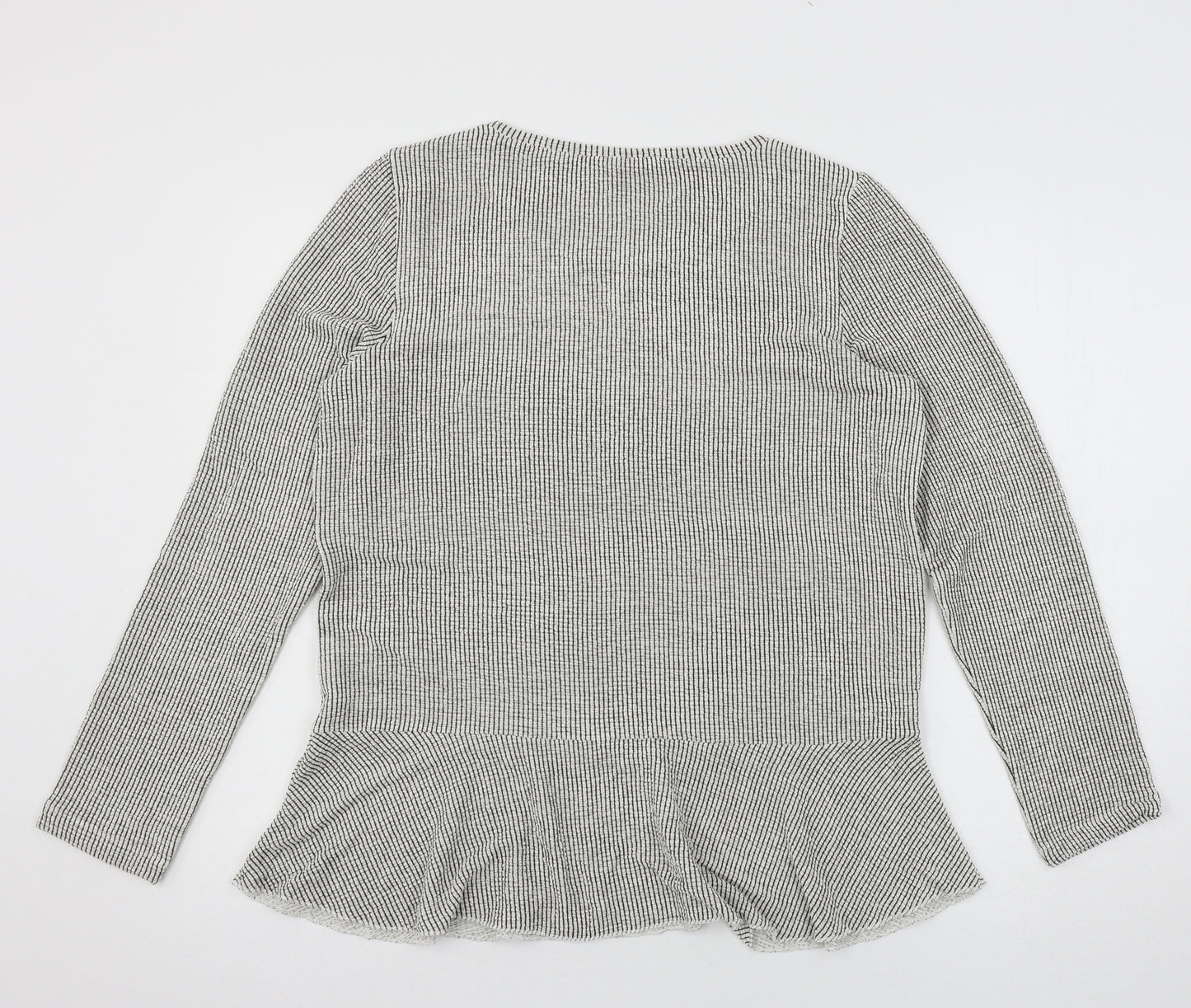 Betty & Co Womens Grey Striped Jersey Basic T-Shirt Size 14