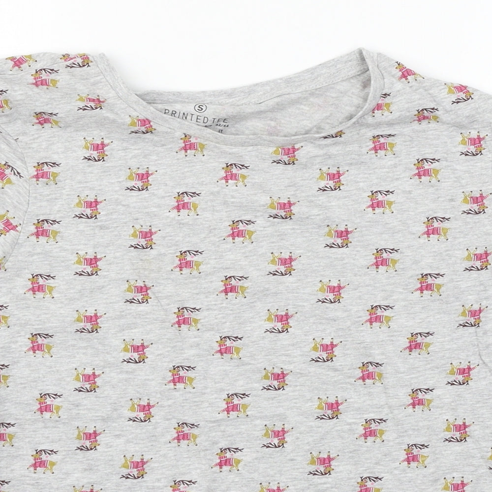 Primark Womens Grey Geometric Jersey Top Pyjama Top Size 10  - Rudolph