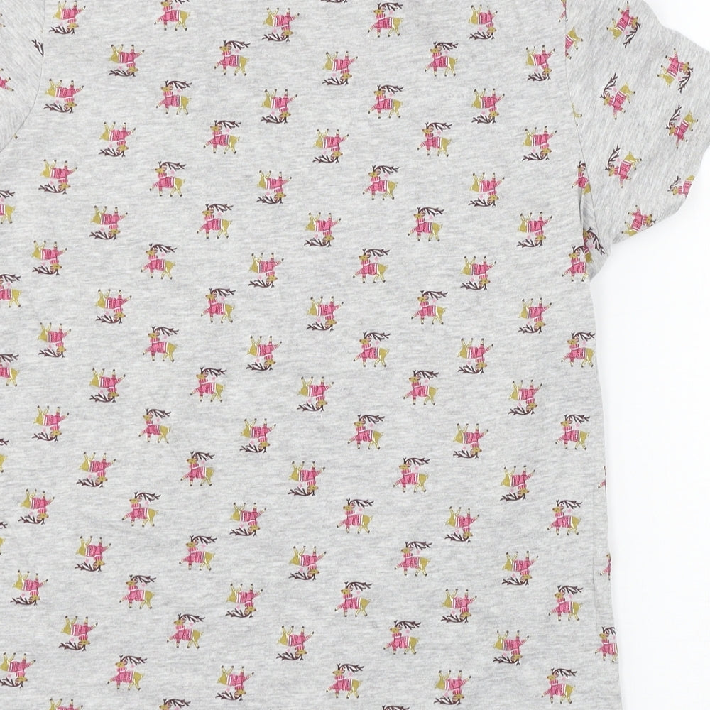 Primark Womens Grey Geometric Jersey Top Pyjama Top Size 10  - Rudolph