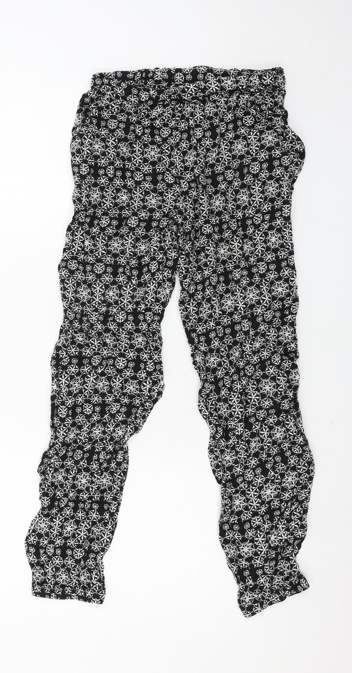 Atmosphere Womens Black Floral  Cropped Trousers Size 8 L24 in