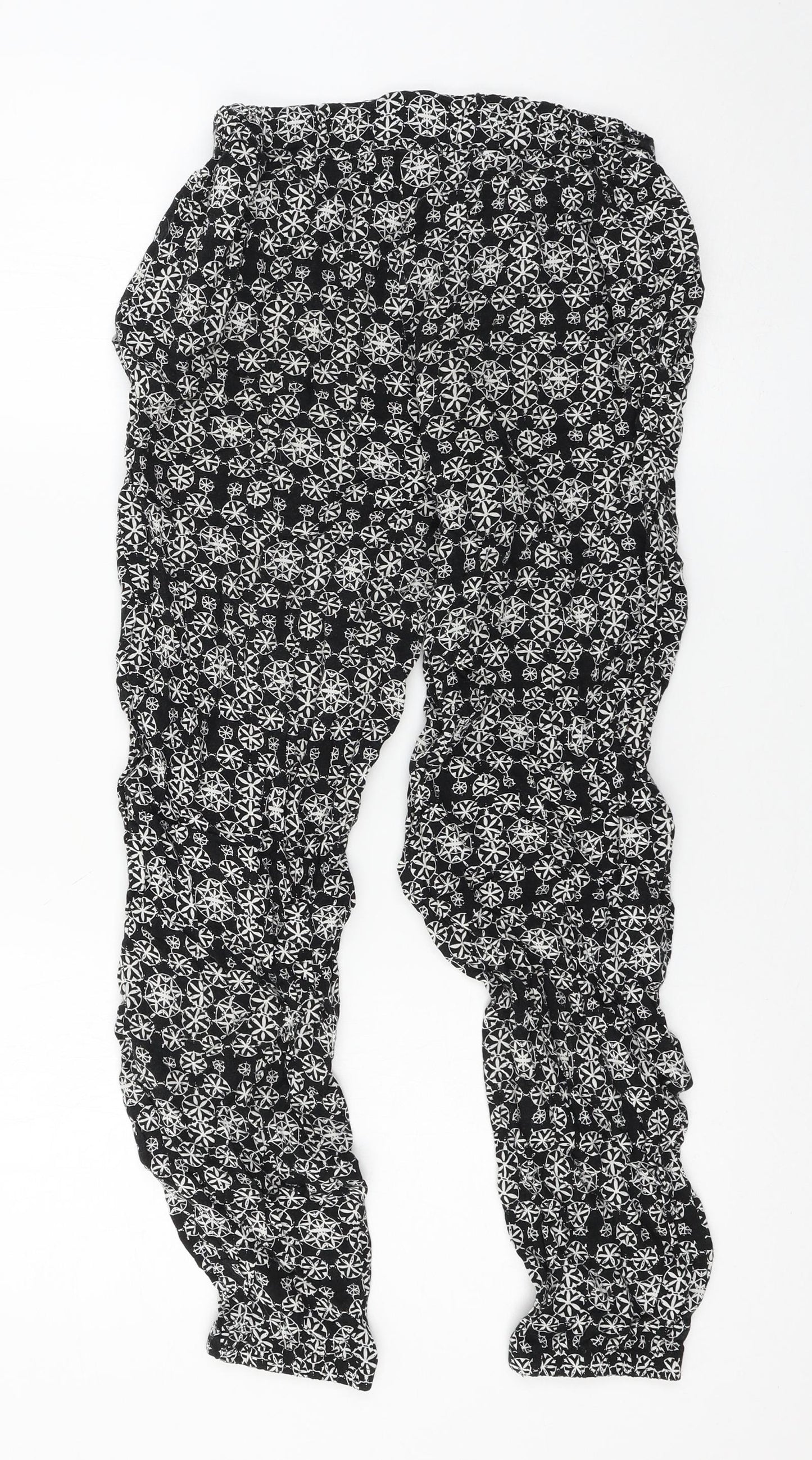 Atmosphere Womens Black Floral  Cropped Trousers Size 8 L24 in