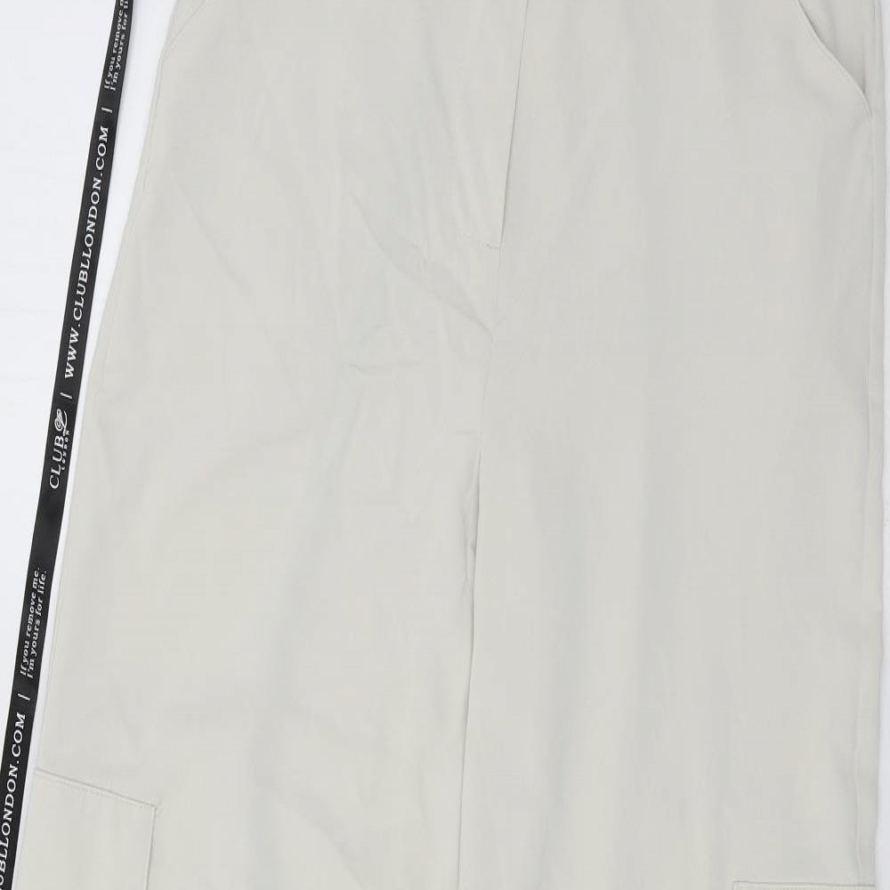 Club L Womens Ivory  Satin Trousers  Size 8 L32 in