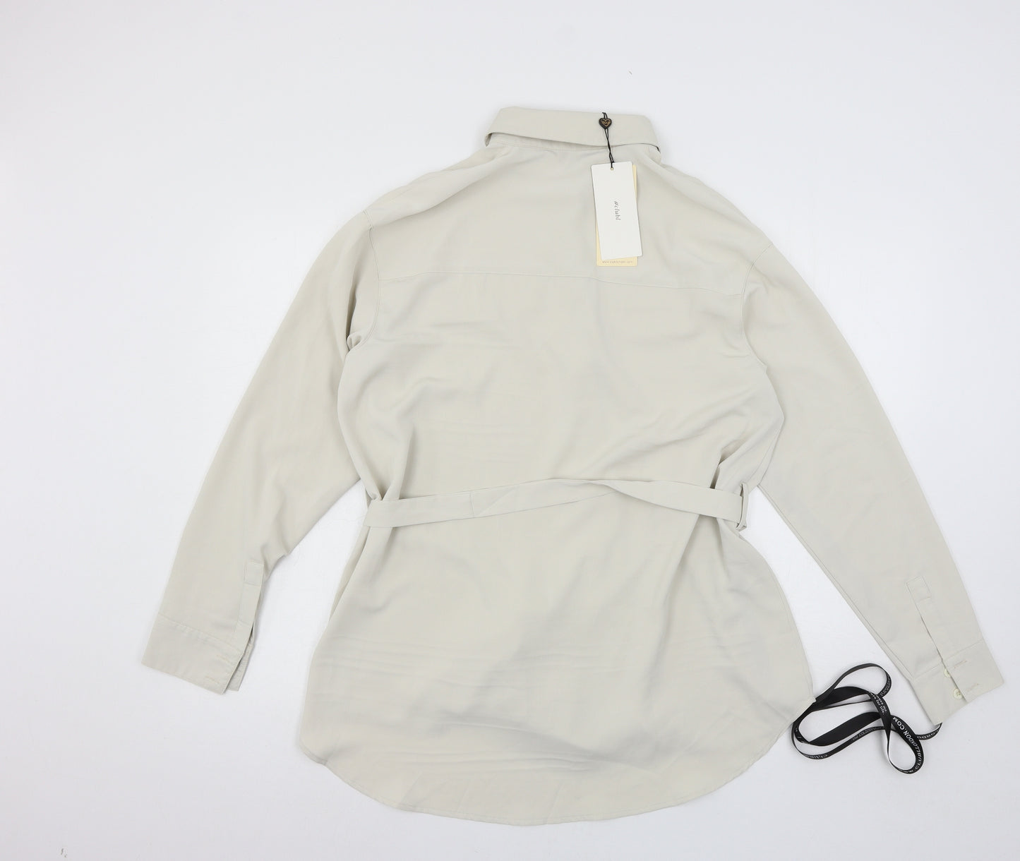 Club L Womens Ivory  Satin Basic Button-Up Size 8