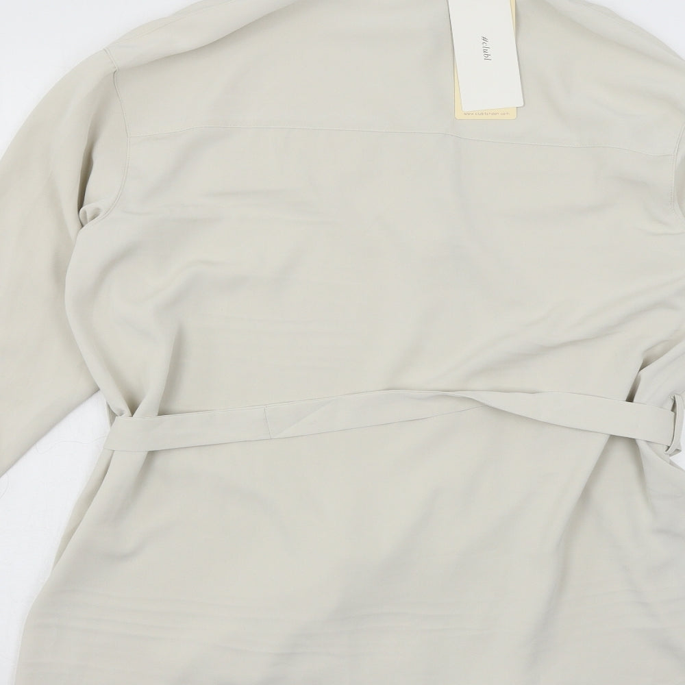 Club L Womens Ivory  Satin Basic Button-Up Size 8