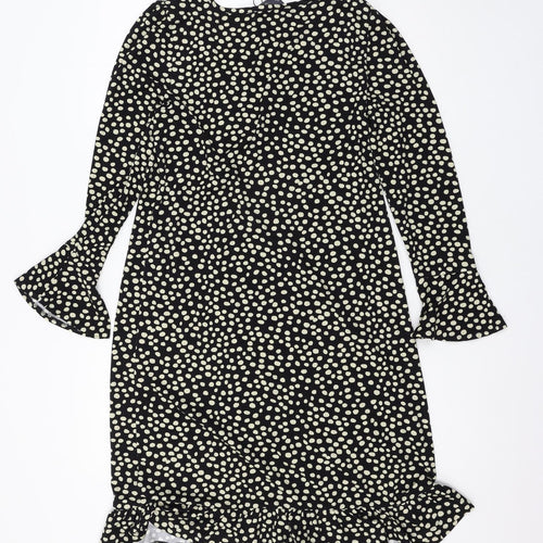 Sosander Womens Black Polka Dot Jersey Skater Dress  Size 10