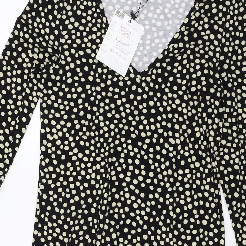 Sosander Womens Black Polka Dot Jersey Skater Dress  Size 10