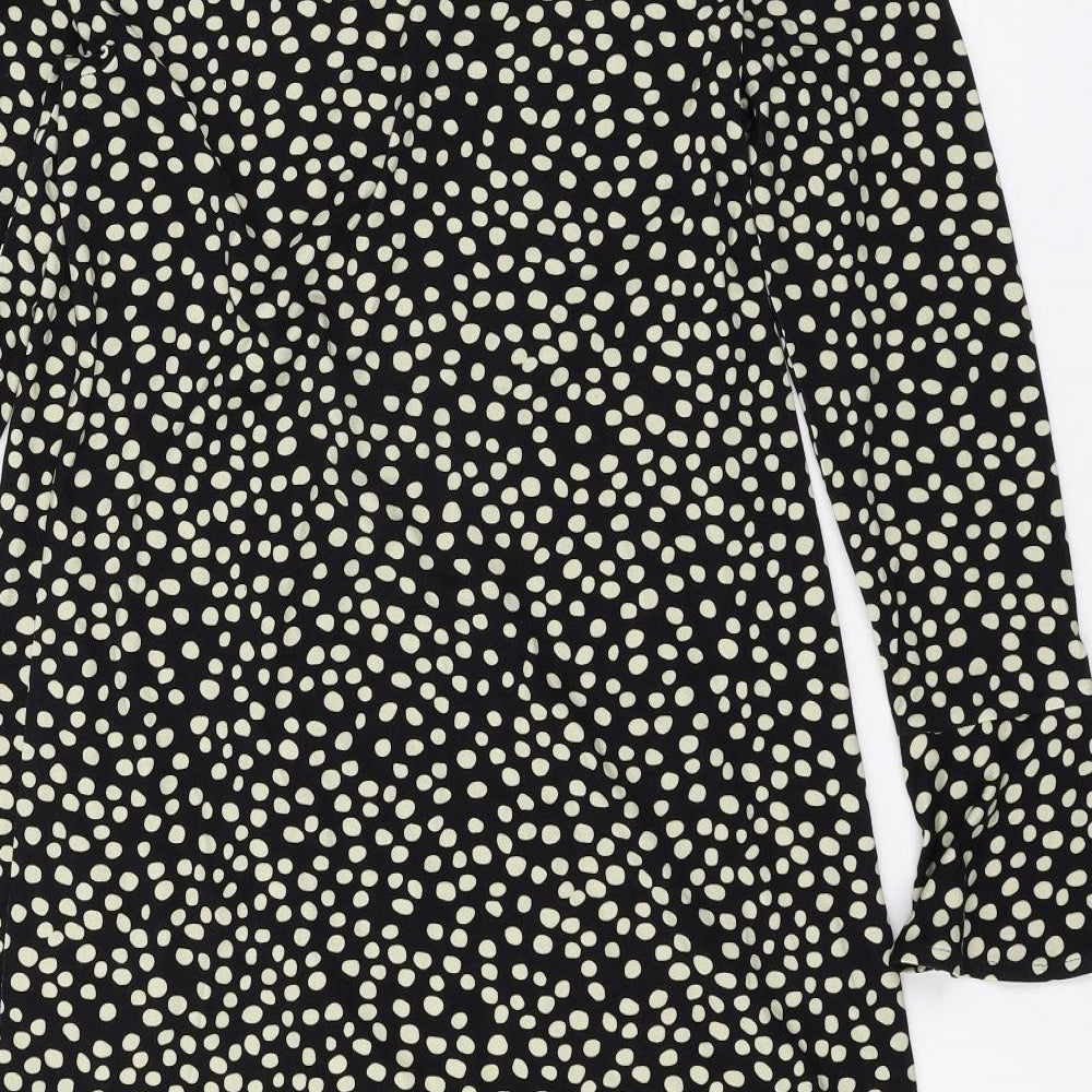 Sosander Womens Black Polka Dot Jersey Skater Dress  Size 10