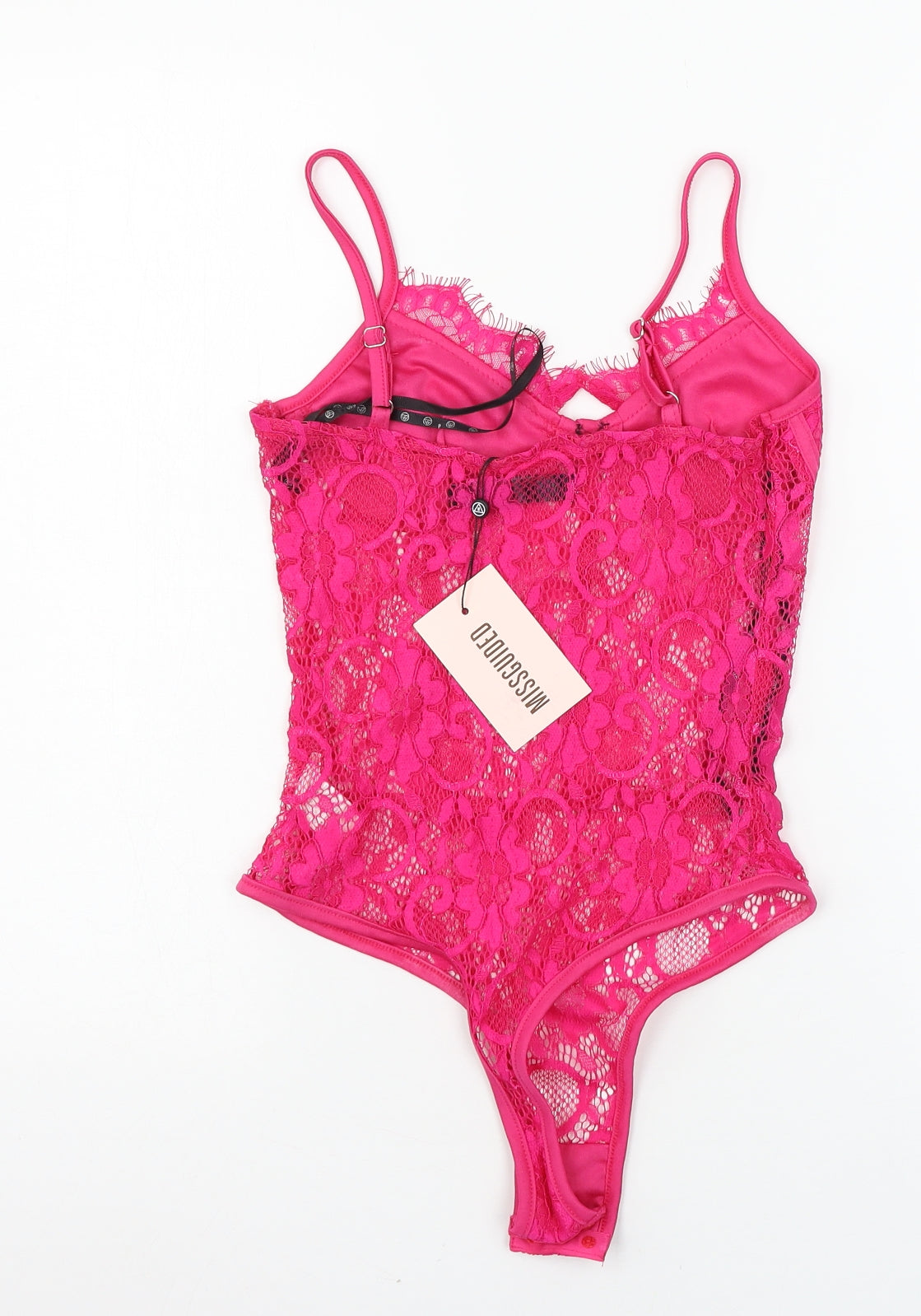 Missguided Womens Pink  Lace Bodysuit One-Piece Size 4