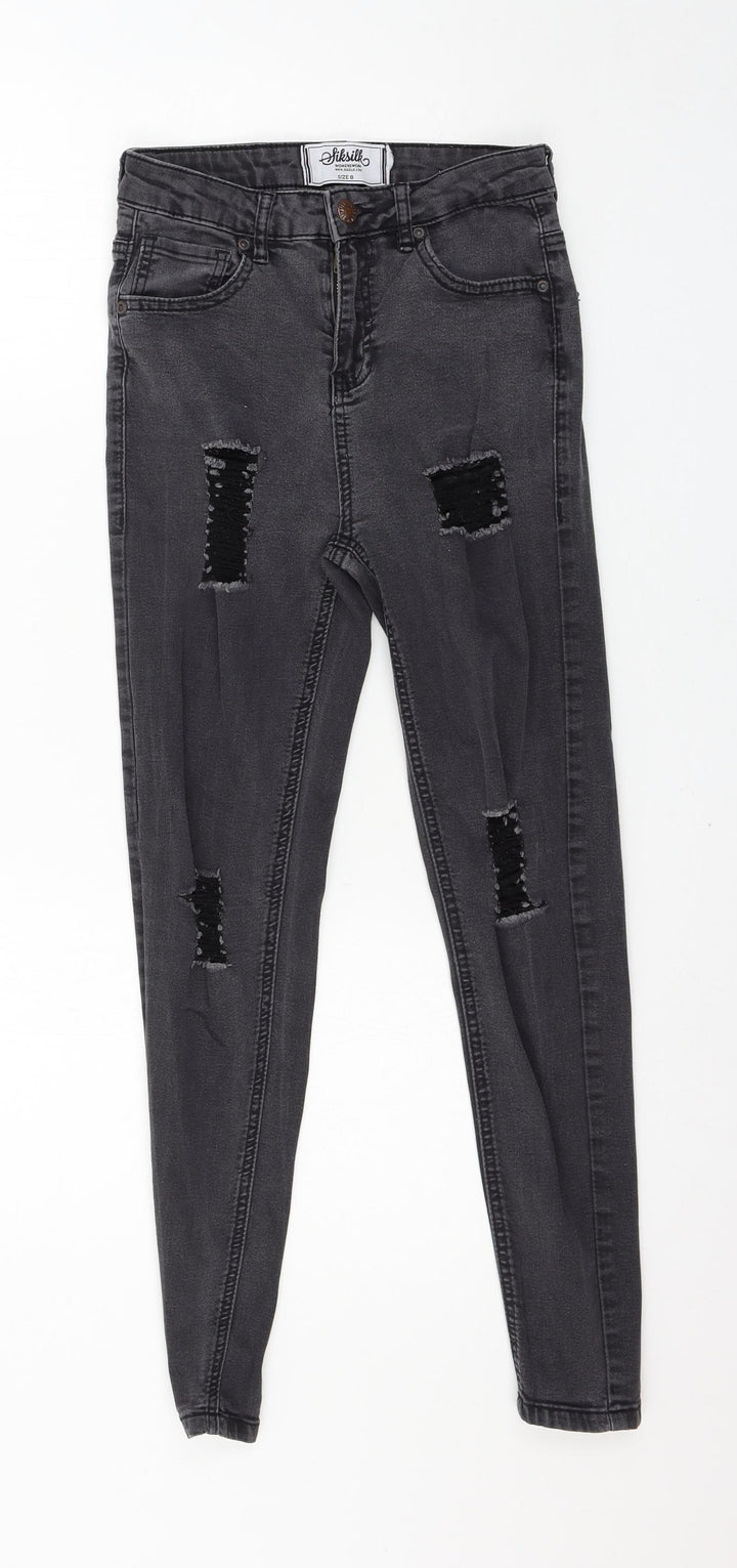 SikSilk Womens Green Denim Skinny Jeans Size 8 L24 in
