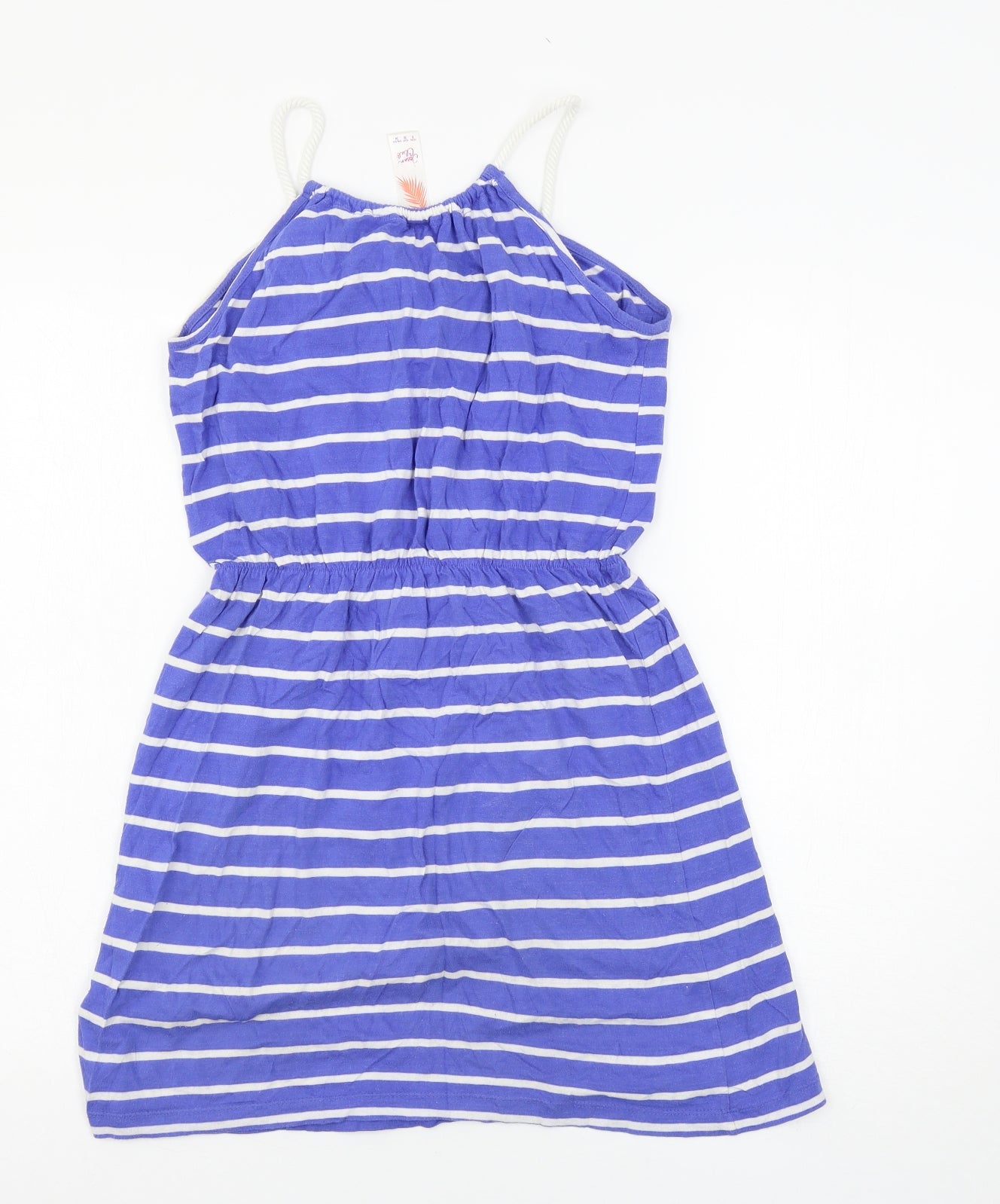 Ocean Club Womens Blue Striped Jersey Slip Dress  Size 8  - Beach Cover Up