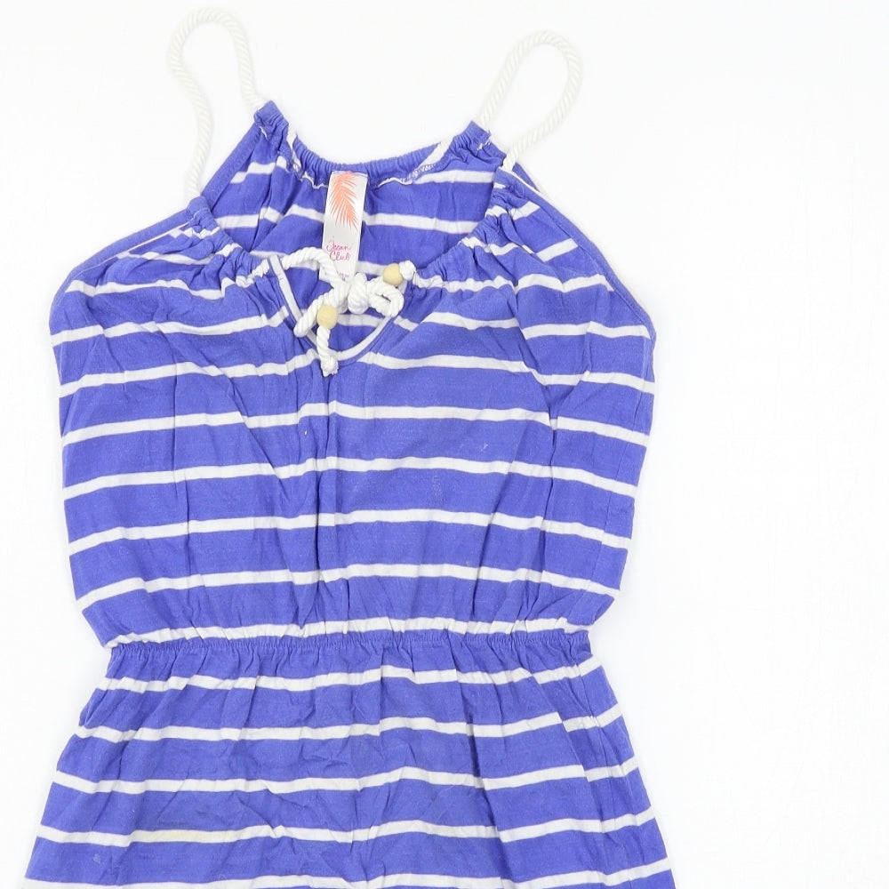 Ocean Club Womens Blue Striped Jersey Slip Dress  Size 8  - Beach Cover Up