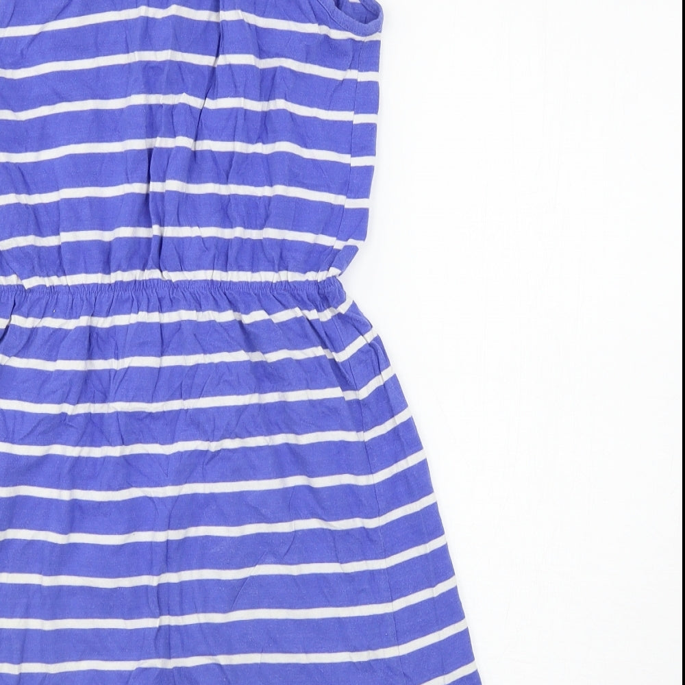 Ocean Club Womens Blue Striped Jersey Slip Dress  Size 8  - Beach Cover Up