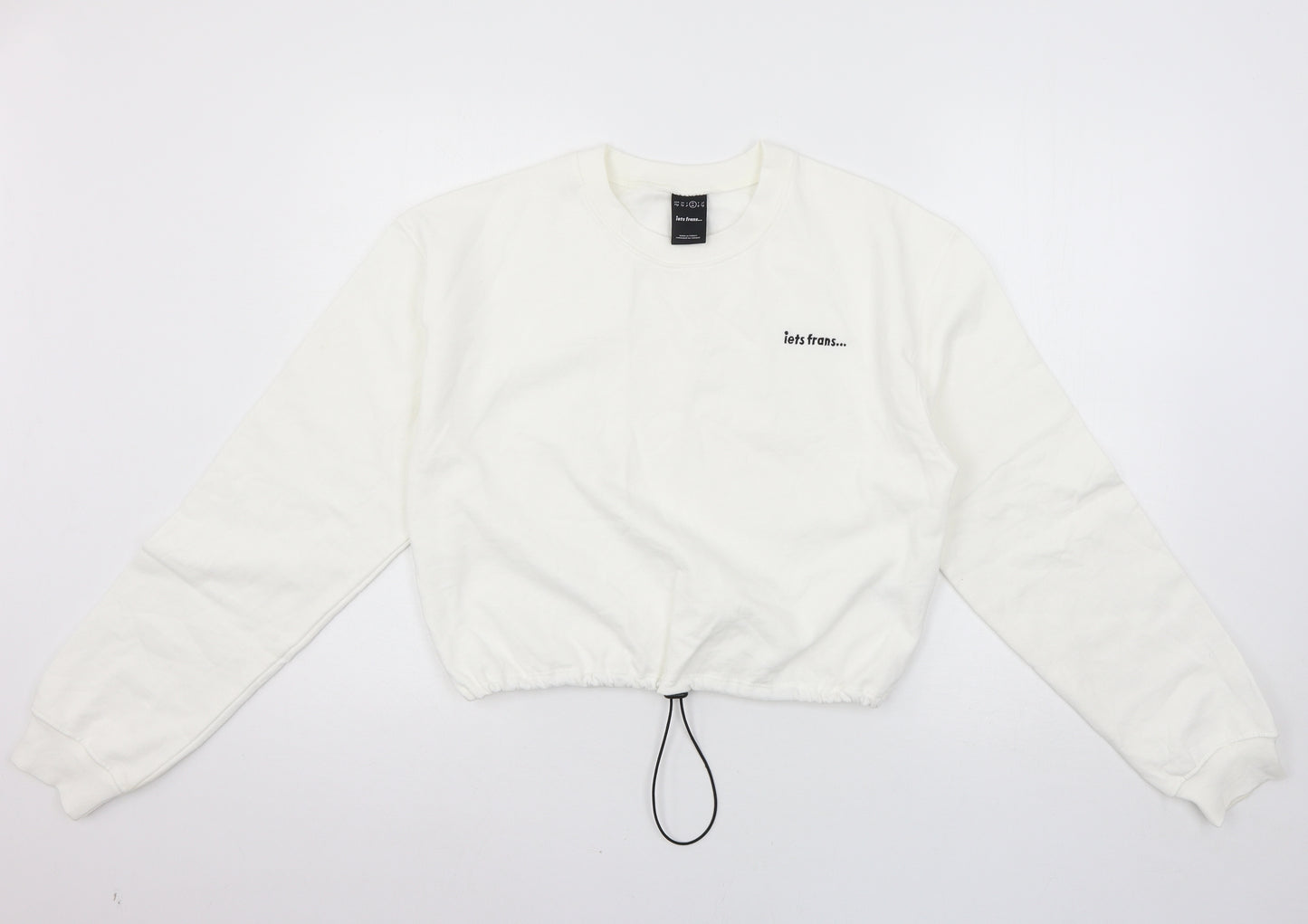 Iets Frans Womens White  Jersey Pullover Sweatshirt Size M