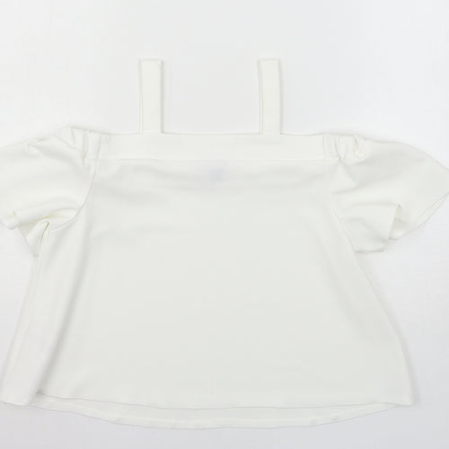Primark Girls White  Jersey Basic Blouse Size 10-11 Years