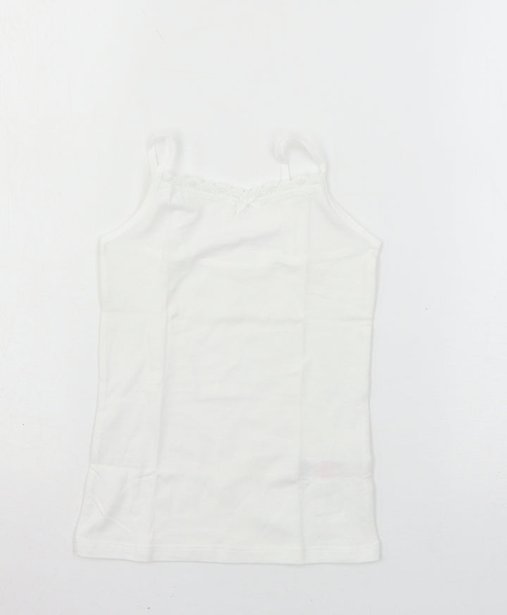 F&F Girls White  Jersey Basic Tank Size 6-7 Years