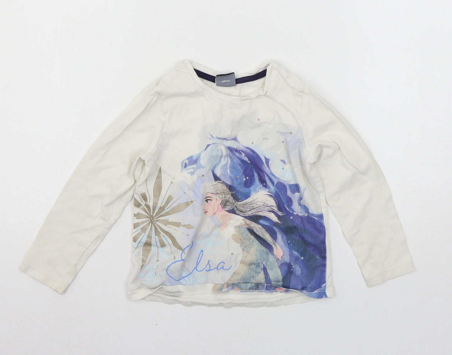 George Girls White  Jersey Basic T-Shirt Size 3-4 Years  - Frozen elsa