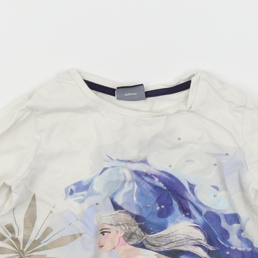 George Girls White  Jersey Basic T-Shirt Size 3-4 Years  - Frozen elsa