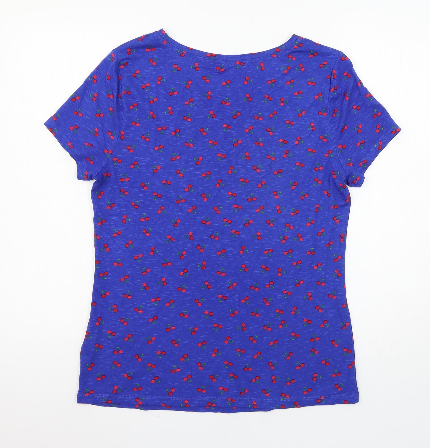 M&Co Womens Blue  Jersey Basic T-Shirt Size 10  - Cherry