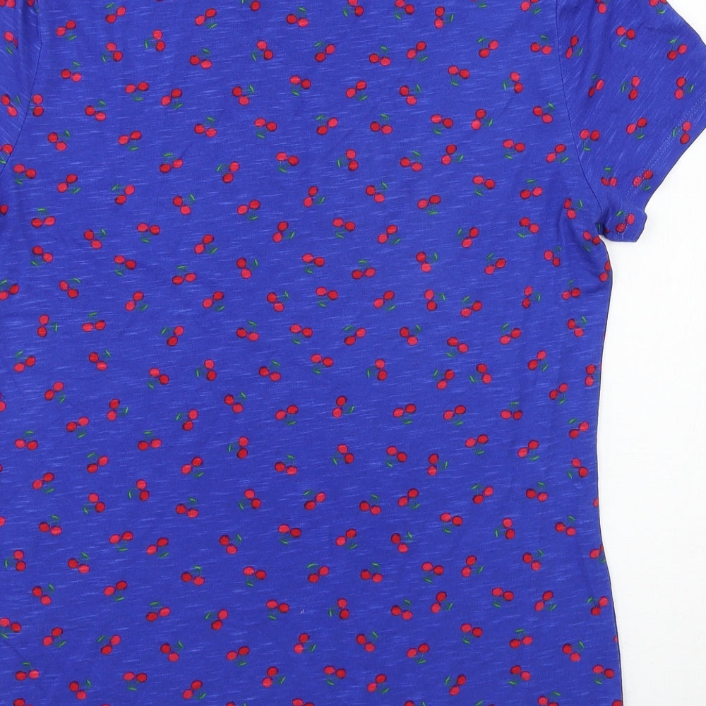 M&Co Womens Blue  Jersey Basic T-Shirt Size 10  - Cherry