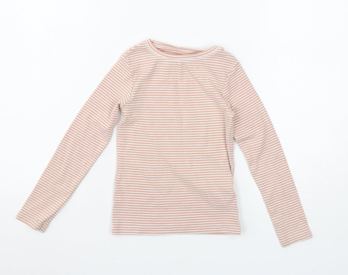 NEXT Girls Pink Striped Jersey Basic T-Shirt Size 5 Years