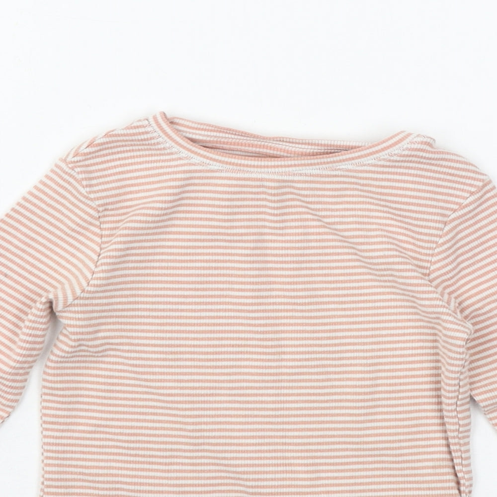 NEXT Girls Pink Striped Jersey Basic T-Shirt Size 5 Years
