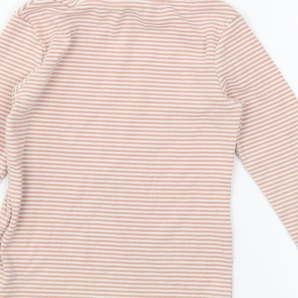 NEXT Girls Pink Striped Jersey Basic T-Shirt Size 5 Years