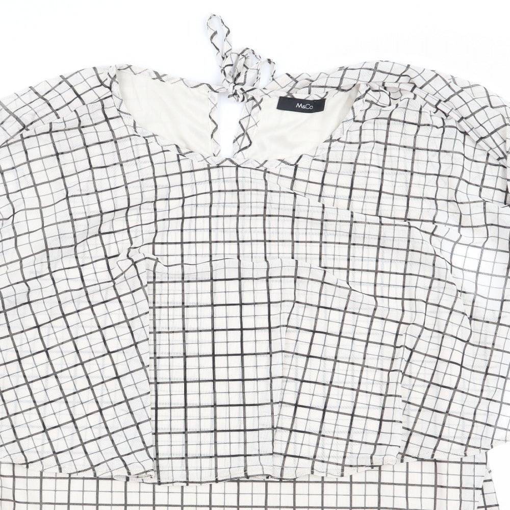 M&Co Womens Multicoloured Check  Basic Blouse Size 12