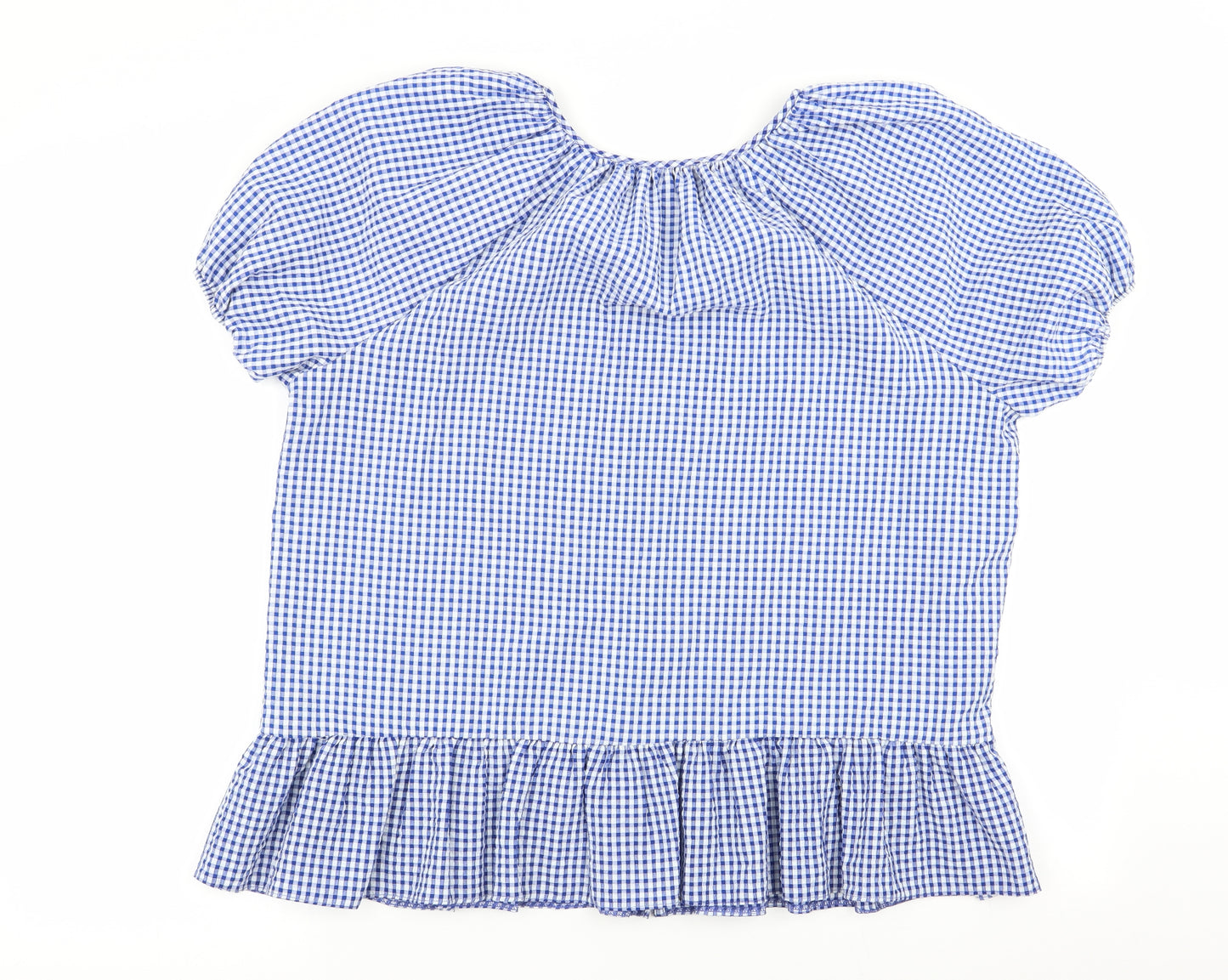 Asda George Womens Blue Check  Basic Blouse Size 16