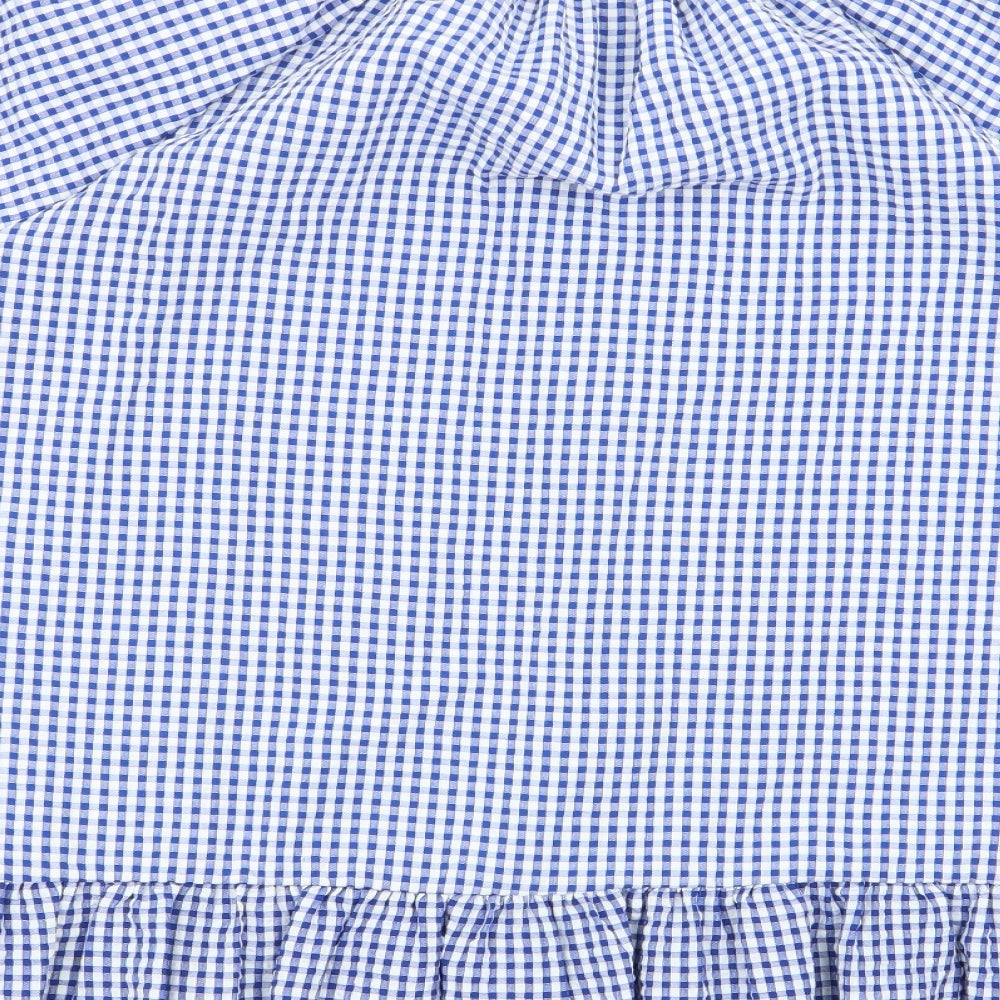 Asda George Womens Blue Check  Basic Blouse Size 16