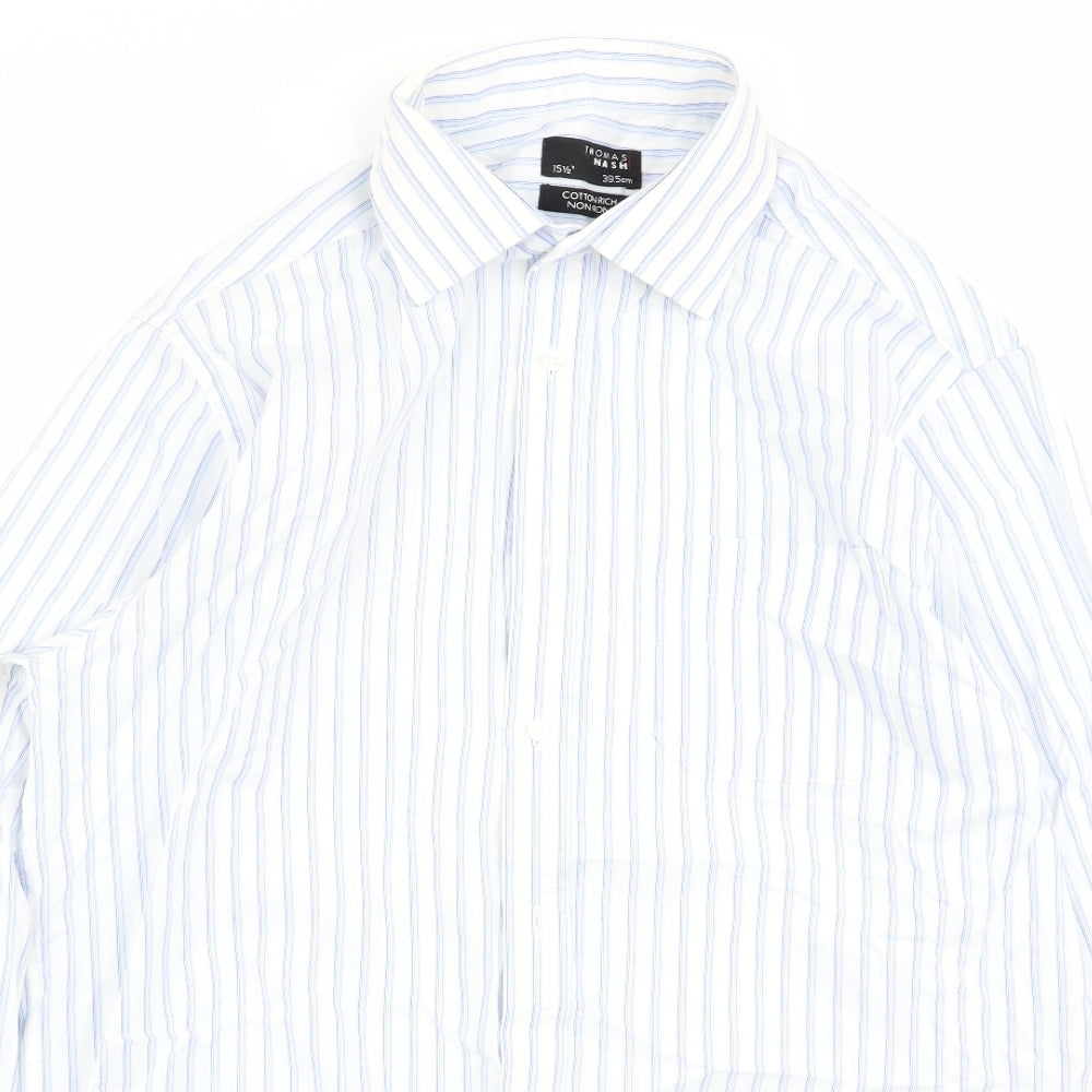 Thomas Nash Mens Multicoloured Striped   Dress Shirt Size 15.5