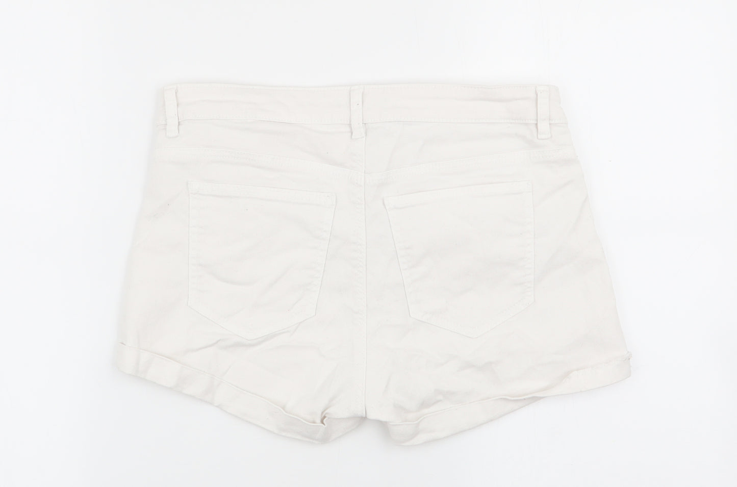 H&M Womens White   Hot Pants Shorts Size 8
