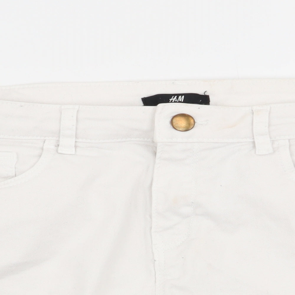 H&M Womens White   Hot Pants Shorts Size 8