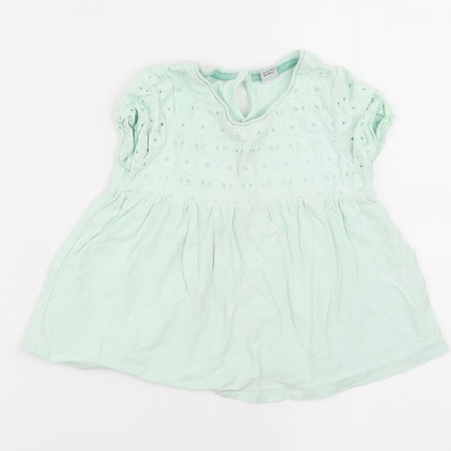 TU Girls Green Floral  Basic Blouse Size 2-3 Years