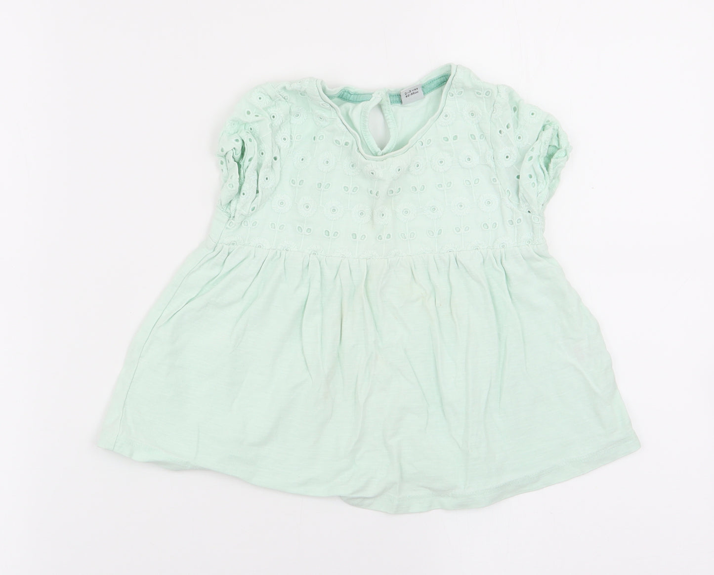 TU Girls Green Floral  Basic Blouse Size 2-3 Years