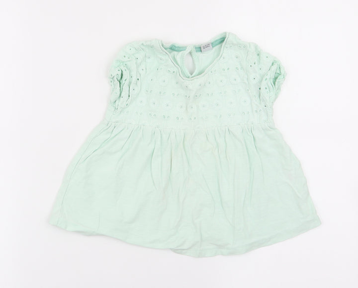 TU Girls Green Floral  Basic Blouse Size 2-3 Years