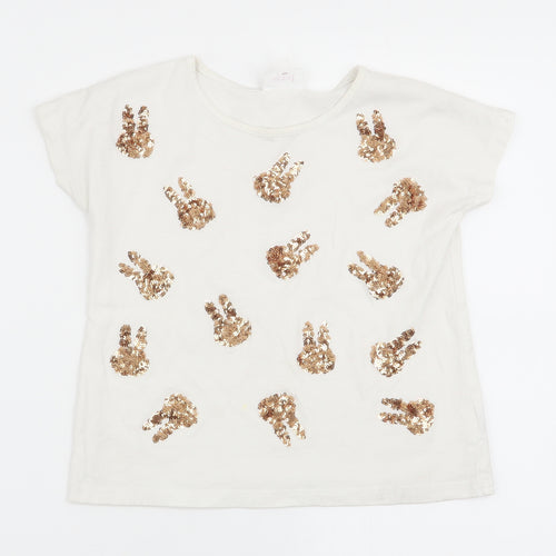Seed Girls White   Basic T-Shirt Size 4 Years