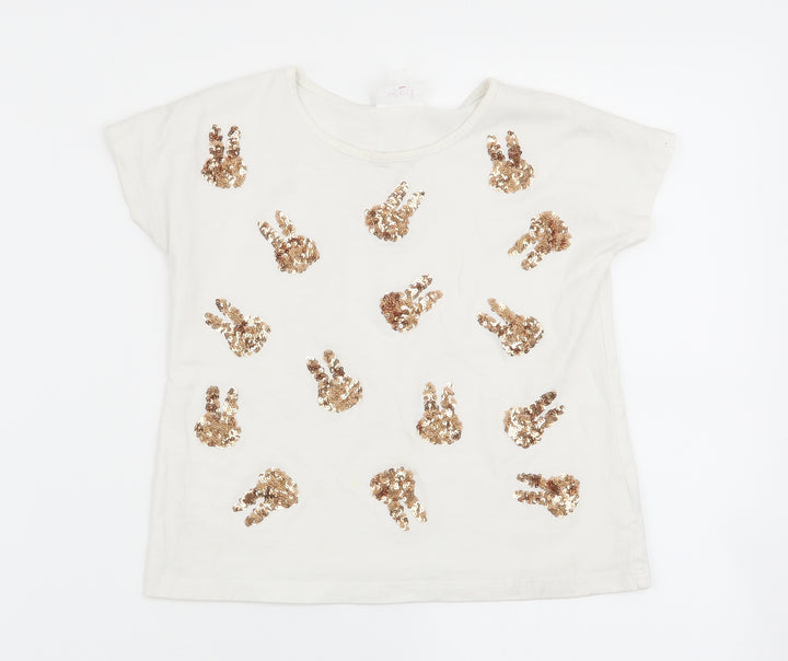 Seed Girls White   Basic T-Shirt Size 4 Years