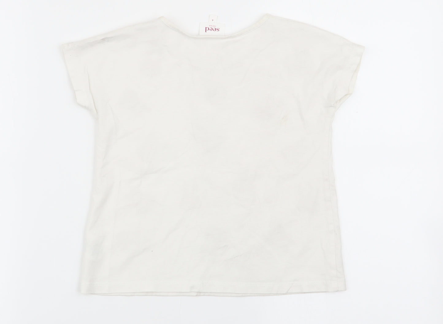 Seed Girls White   Basic T-Shirt Size 4 Years