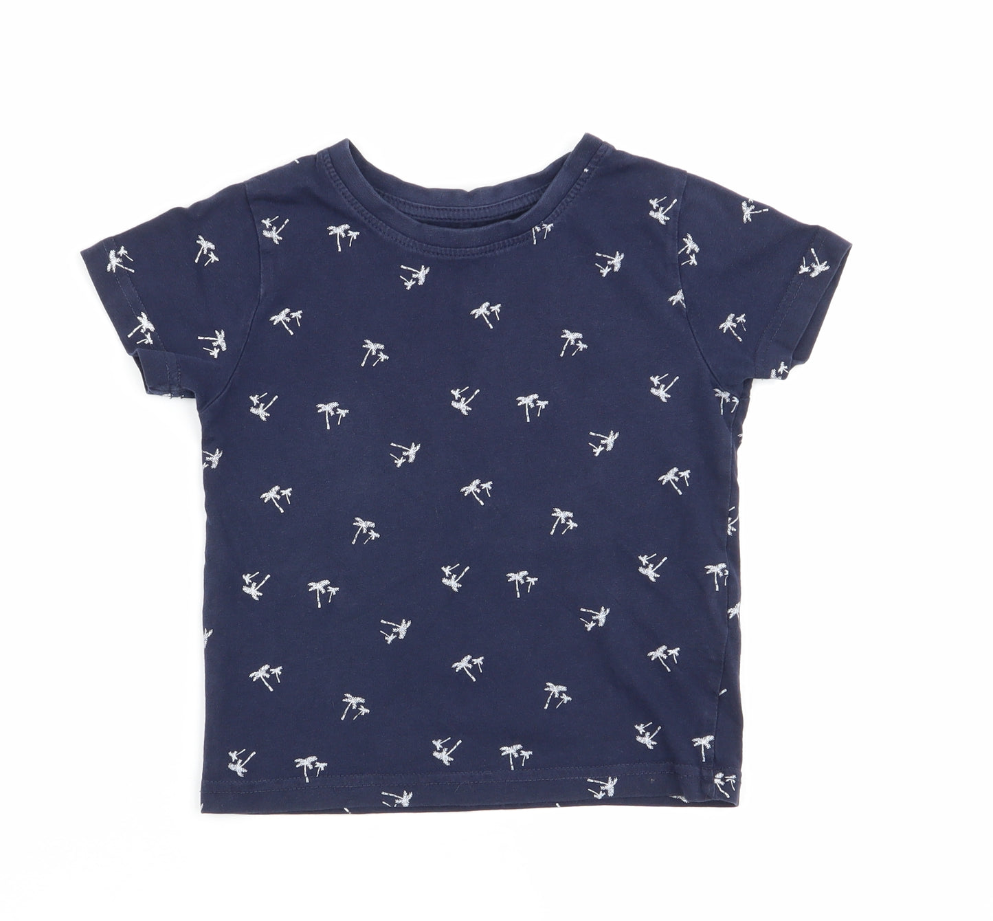 Primark Boys Blue Floral  Basic T-Shirt Size 2-3 Years