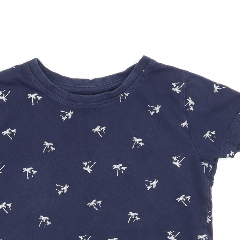Primark Boys Blue Floral  Basic T-Shirt Size 2-3 Years